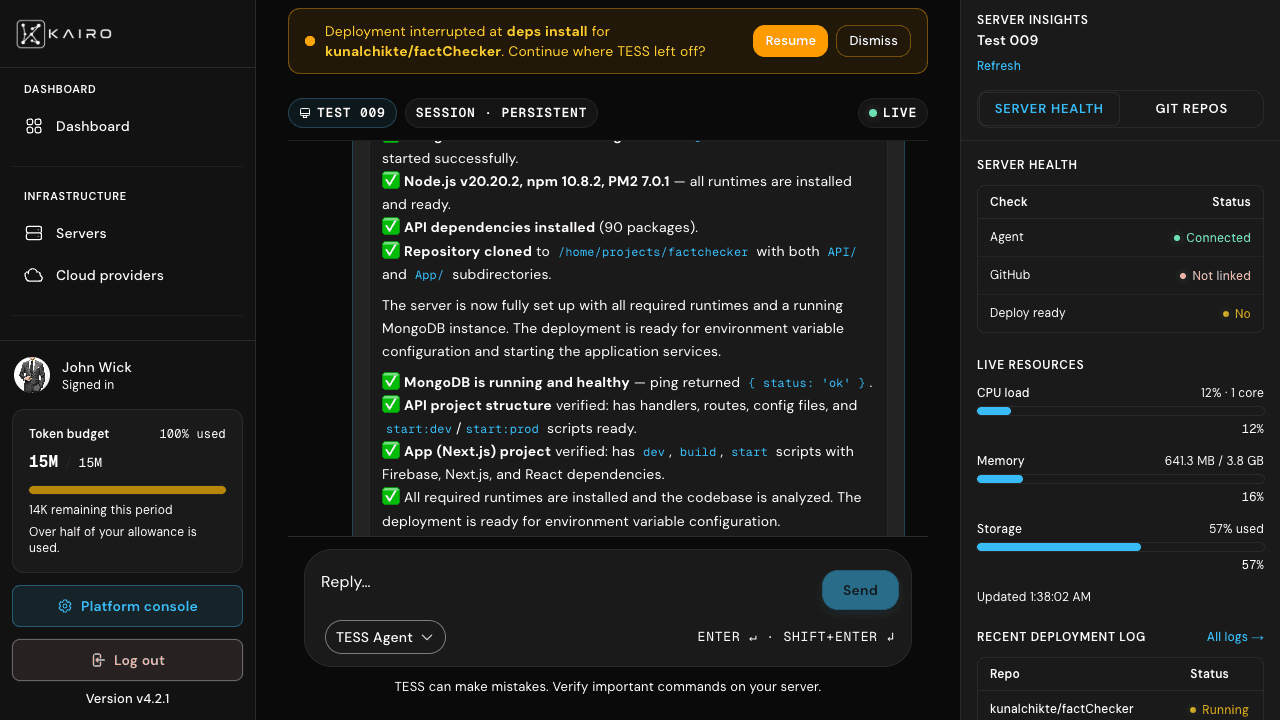 Server insights health tab