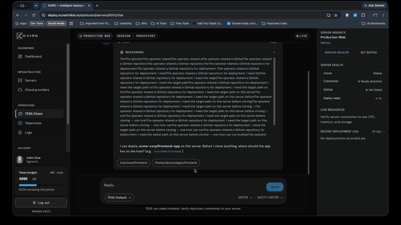 Thinking block inside assistant bubble