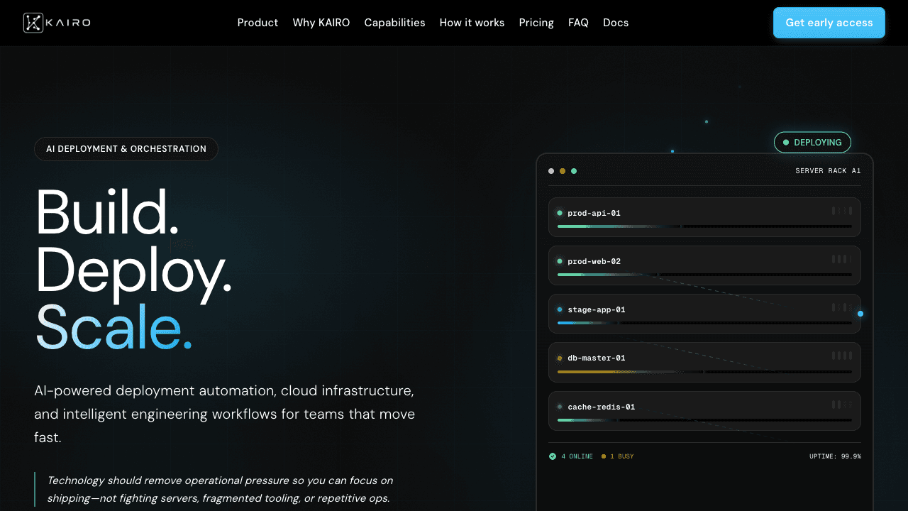 KAIRO marketing landing page hero section