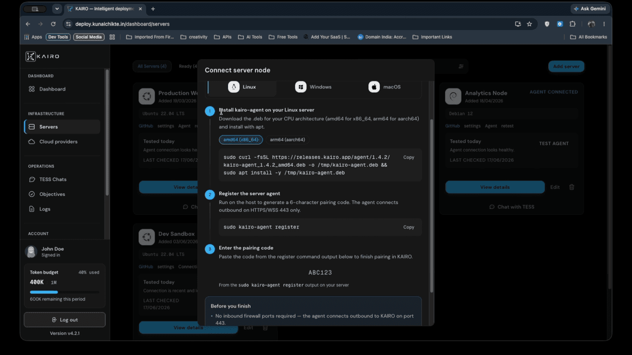 Deploy profile editor modal