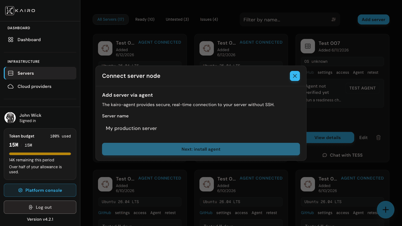Agent pairing code entry